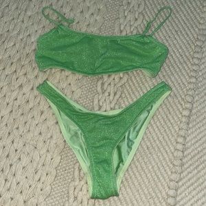 Mica - Green Sparkle Triangl Bikini Set